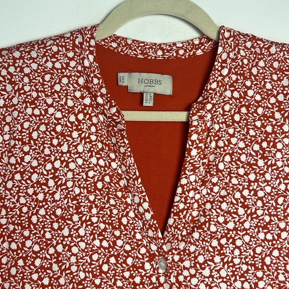 HOBBS London Jacinta Dress Apricot Ivory Floral Pint Fit & Flare Dress Size US8 - Picture 7 of 12